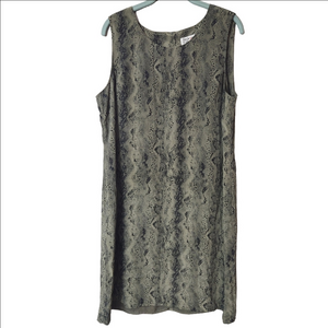 Style & Co. silk snakeskin print Sleeveless‎ shift Dress Size 14 green
